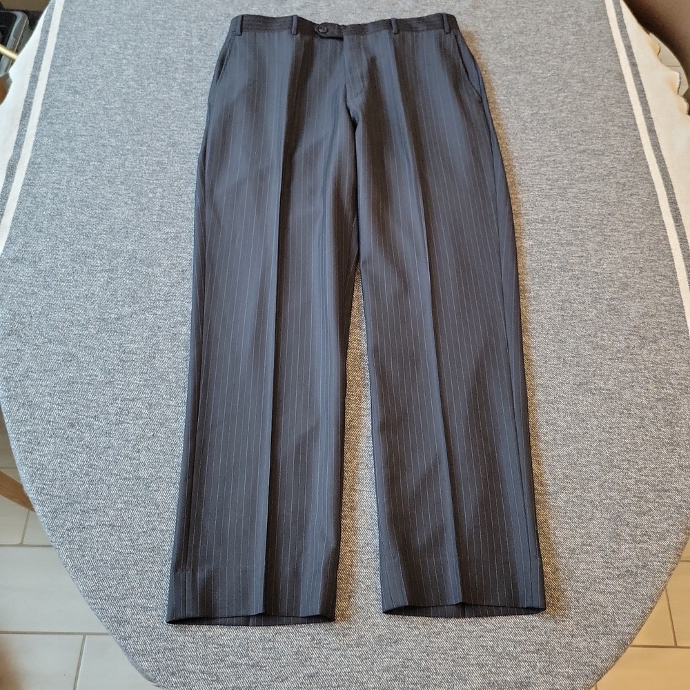 Corneliani Suit Men's 42R Wool 3 Piece Pinstripes Black Pants 35x31 Vest (52 EU) - Picture 11 of 15